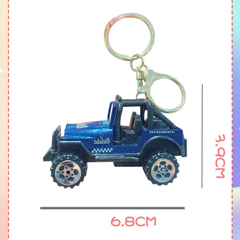 Mini Cartoon Buggy Keychain para crianças Brinquedo de carro divertido, Mochila Charme, Encanto do saco, Acessórios decorativos, Presentes de aniversário, Pequeno, Novo, 1Pc