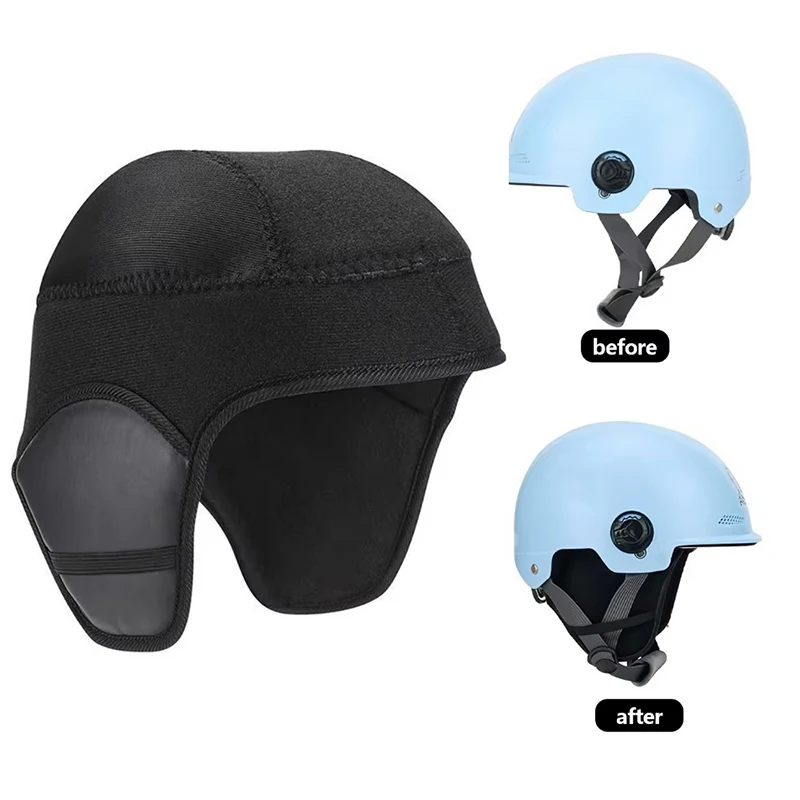 Electric Vehicle Helmet Winter Lining Thickened Head Cover Windproof And Warm Fleece-lined Helmet Pad