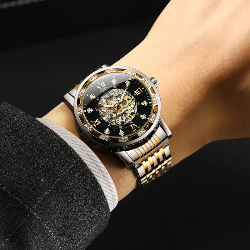 FORSINING 8290 Diamond Automatic Movement Luxury Watches for Man Waterproof Stainless Steel Mechanical Watch Relogio Masculino