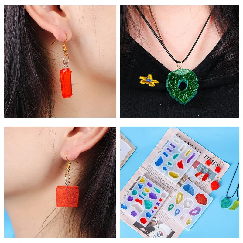 3Pcs Pendant Resin Mold DIY Jewelry Necklace Mold Epoxy Resin Glue Silicone Mold Irregular Shaped Pendant