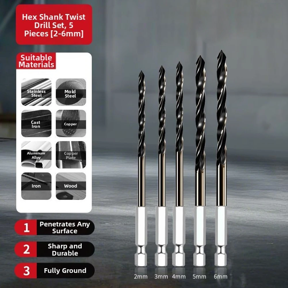For Workshop Drilling 1.5 2 3 4 5 6 718 Twist Drill Set 135 Split Point Precise Positioning Minimizes Edge Breakage