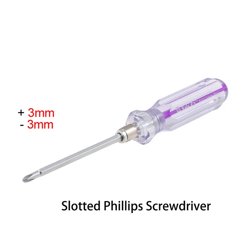 UXCELL 1Pcs 3mm Tips Slotted Phillips Screwdriver 2 Way Slotted Cross Head Screwdriver Set Plastic Handle 132mm Long Hand Tools