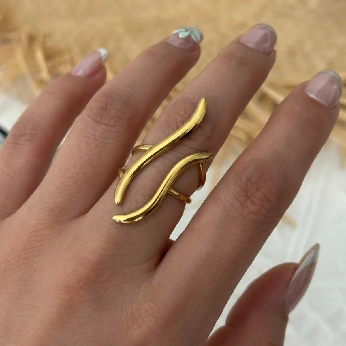 Vintage Edelstahl-Ringe mit Sonnenblumen- und Blattmuster für Damen und Herren, Punk-Mode, geometrischer Spiral-Oval-Fingerring, Schmuck – Detail 18