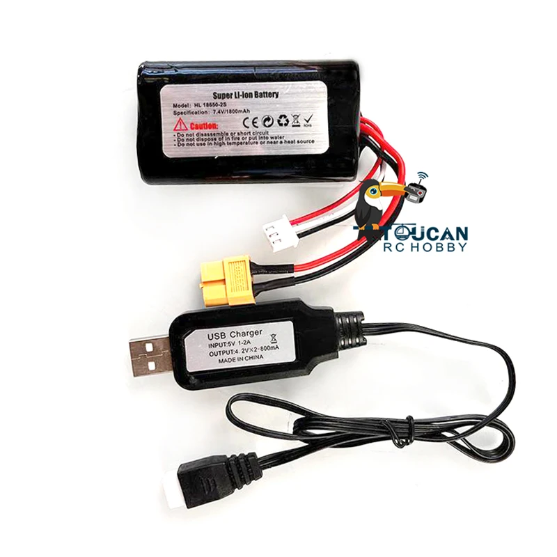 

USB 2S 7.4V 1800mah Battery for HengLong 1/16 RC Tank Abrams Sherman Panzer Toy Military Vehicle Model Accessories