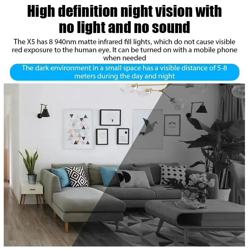 New X5 8K HD Camera Wifi Wireless Night Vision Motion Detection Video Camera Home Security Camcorder Audio Video Recorder