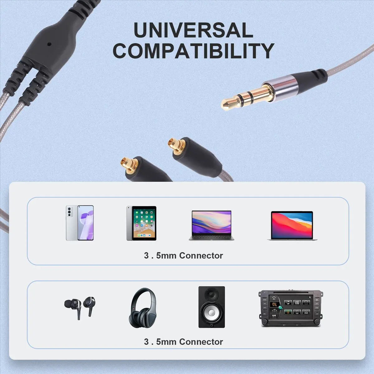 AS62 DIY Ie800 Headphone Cable Single Crystal Copper Wires, 14 Core MMCX Interface Earphone Cable for SE215/315/535/UE900