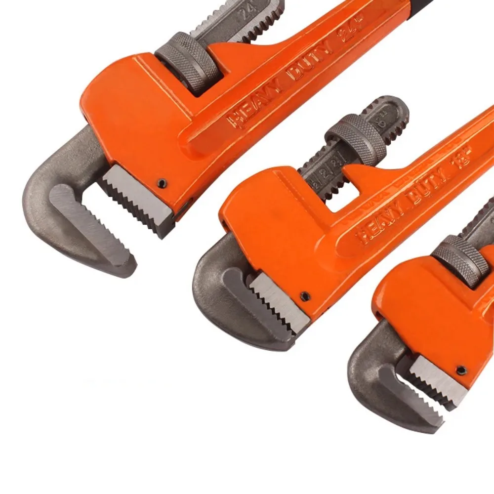 Heavy Duty Straight Pipe Wrench 8/10/12/14/18 Inch Plumbing Installation Pliers Spanner Universal Large Opening Adjustable Clamp