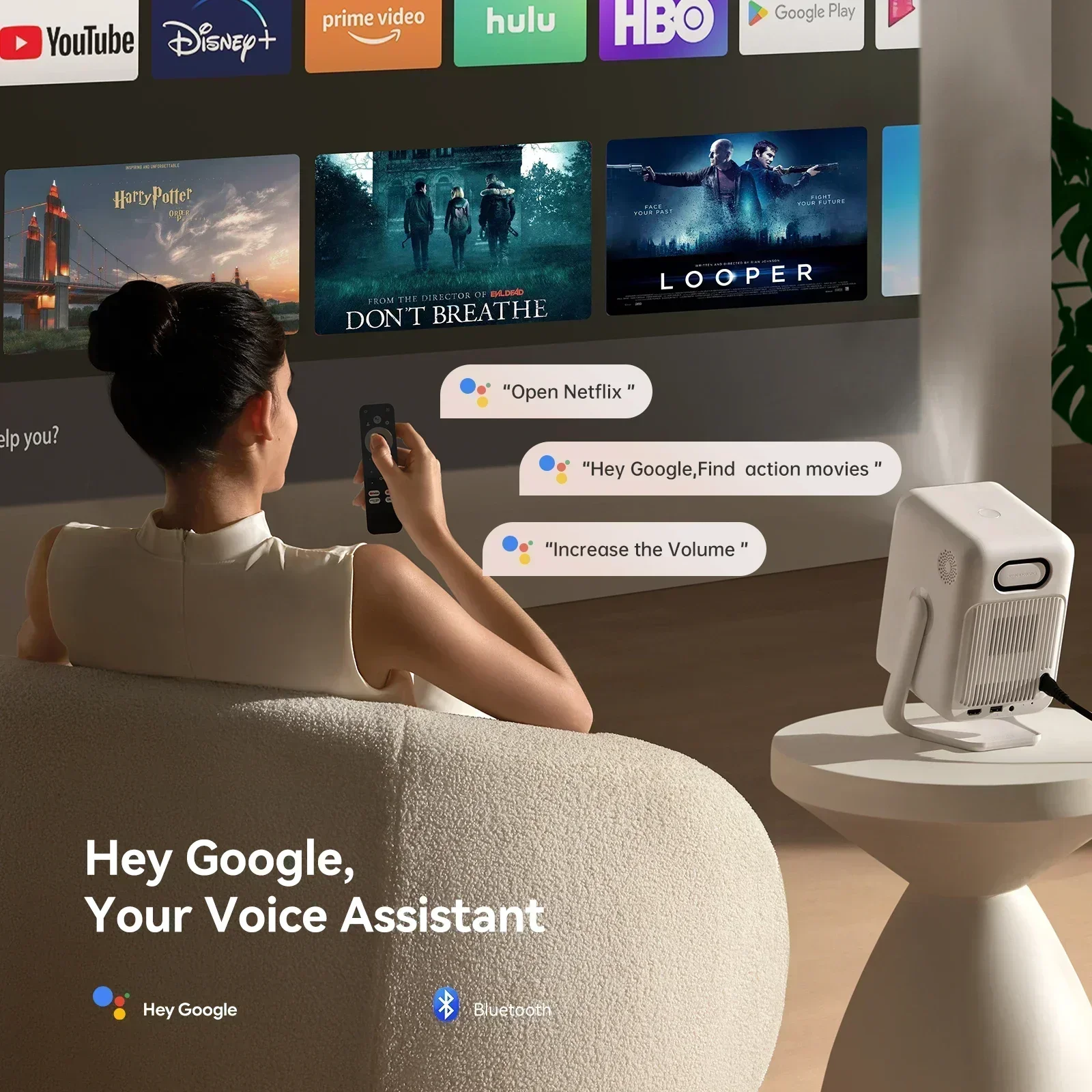 Wanbo T2 Ultra Android TV11.0 1080Pプロジェクター、4K対応、500ANSI