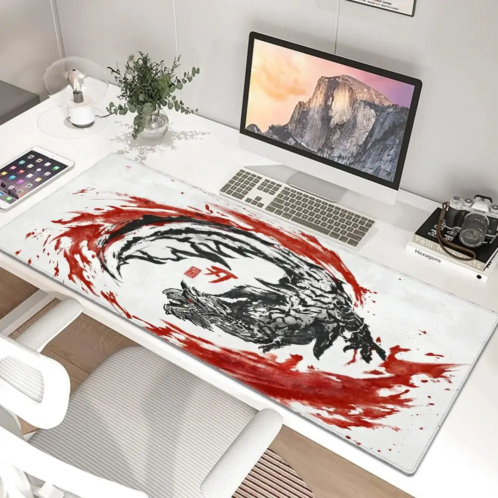 Large MousePad Game Monster Hunter Wilds Mouse Pad XXL Natural Rubber Keyboard Mat Office Desk Mat Computer Gaming Accessories
