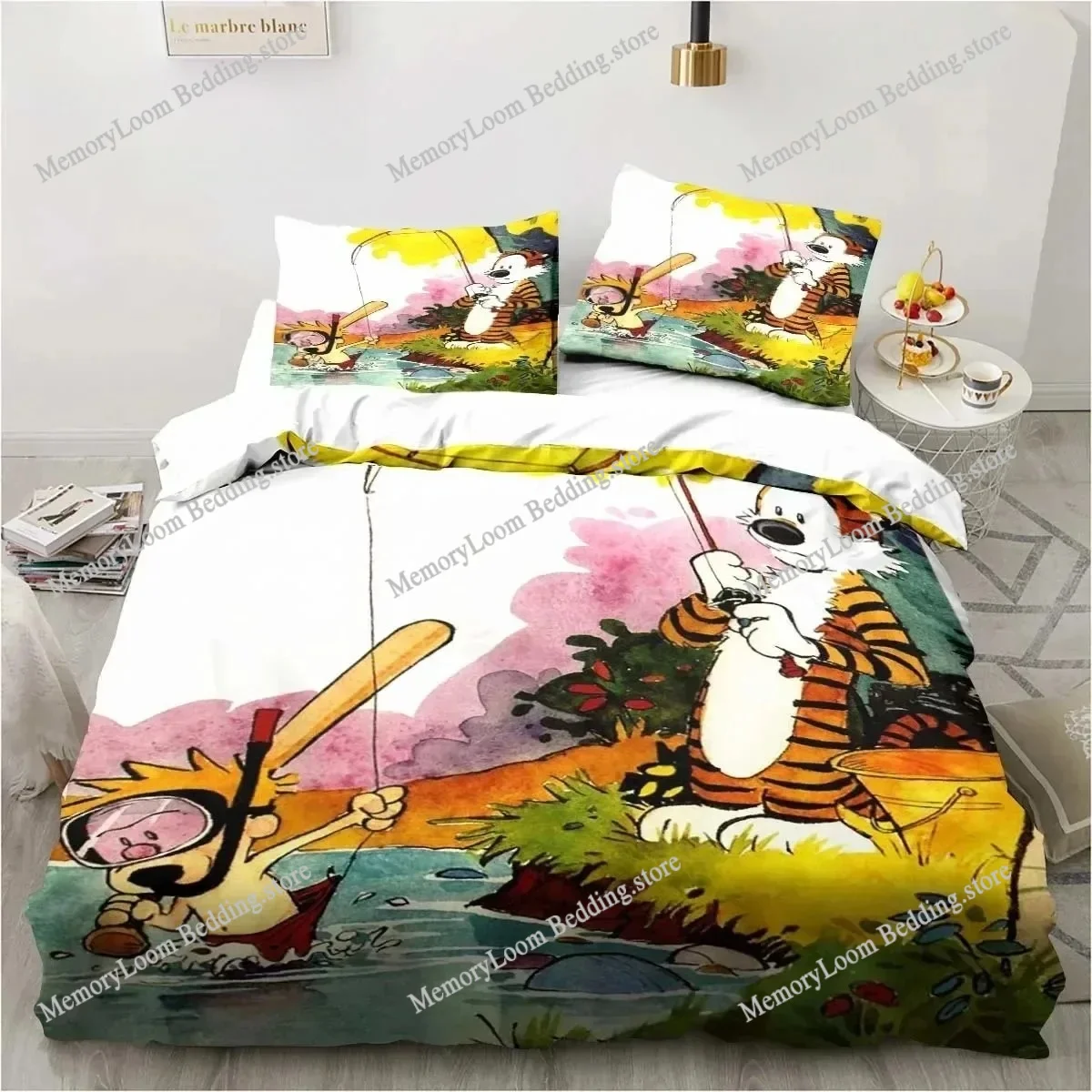 

Cartoon Calvin Hobbes 3D Print Bedding Set Single Twin Full Queen King Size Bed Set Adult Boys Bedroom Bedding Gift