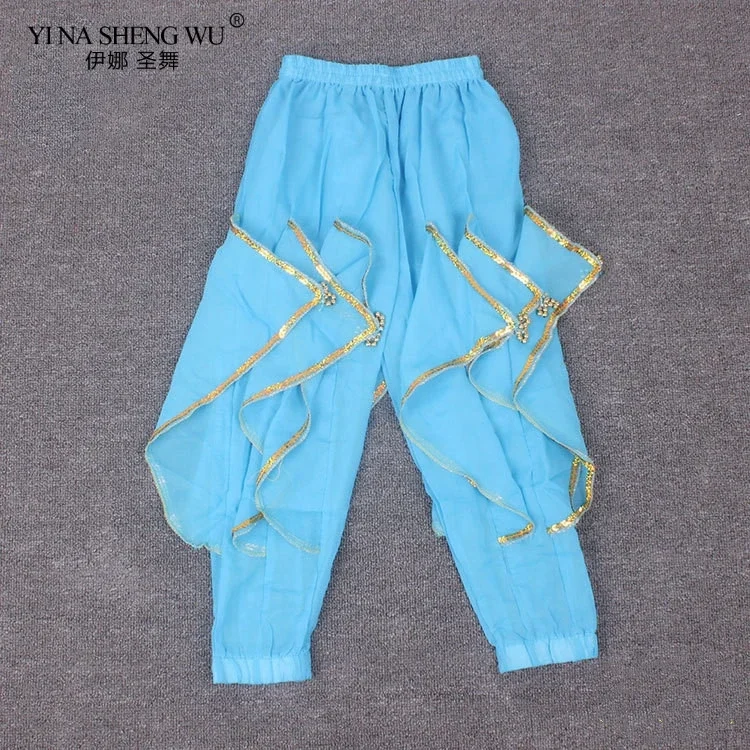 فتاة مصر بوليوود 8 ألوان الرقص الشرقي تنورة سوينغ تنورة الرقص الشرقي السراويل المهنية زي طفل الهند الرقص الشرقي السراويل #6