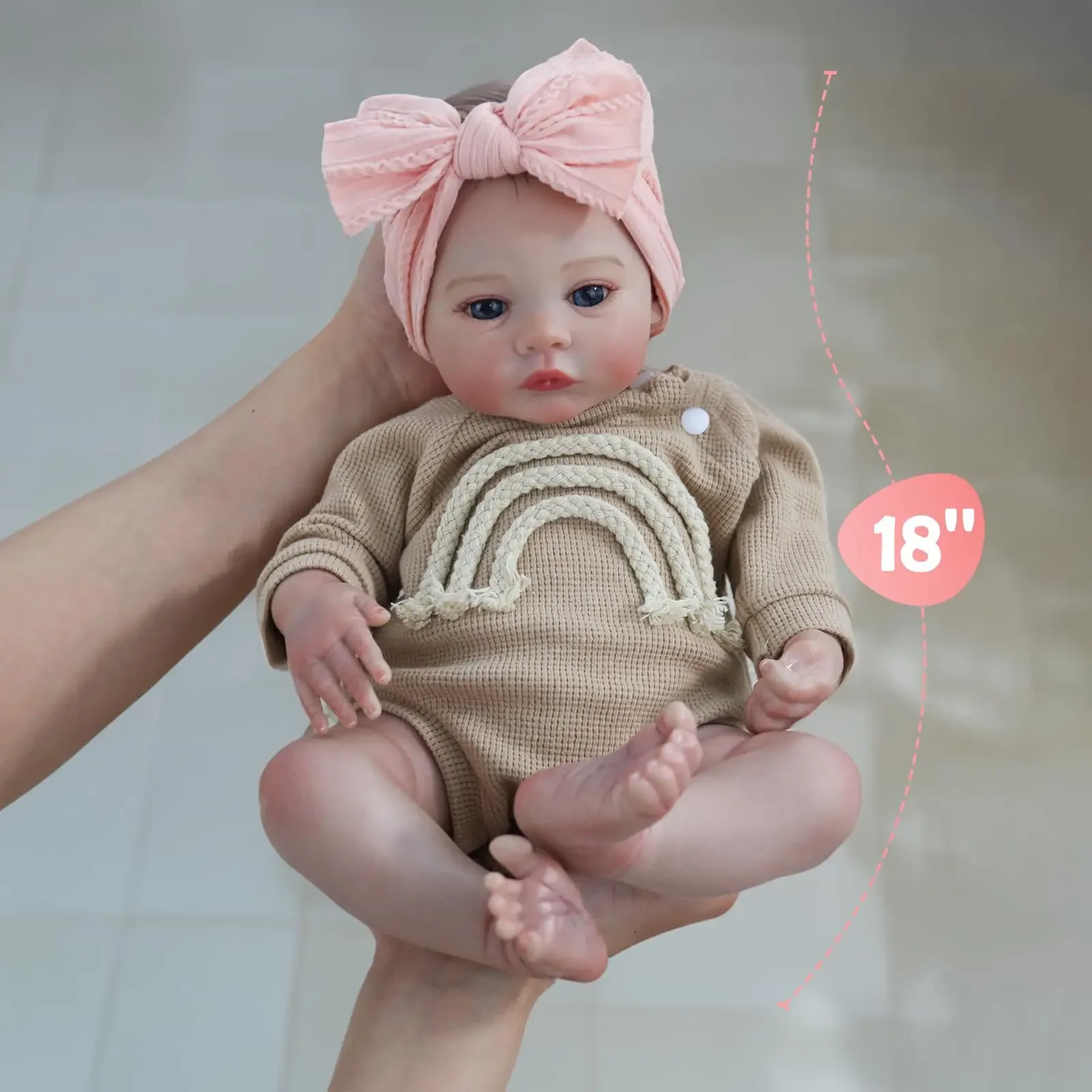 Risbecko Muñeca Reborn realista de 18 pulgadas - 45 cm hecha a mano Reborn Preemie bebé recién nacido niños figura de juguete regalo muñecas de niña