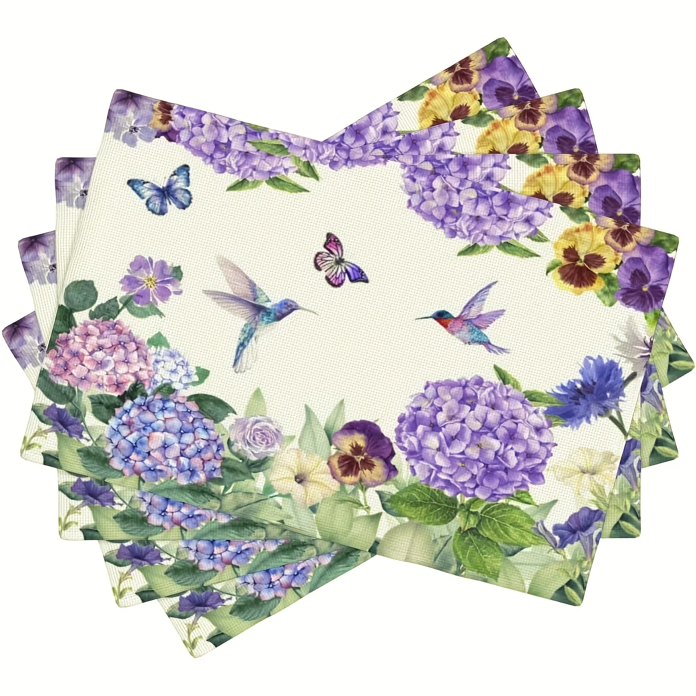 4/6/8pc Boho Ethnic Floral Pattern Linen Placemats Colorful Leaves Kitchen Dining Table Decor Washable Heat Resistant Non Slip