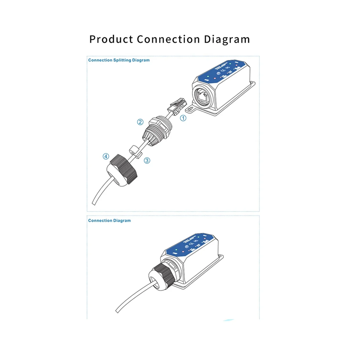 【قسيمة مستخدم جديدة!】DC37-57V IP67 100M121 1 To1 موسع PoE خارجي 1BT في 1BT Out Max 90w موسع مقاوم للماء LED 1Gbps #2
