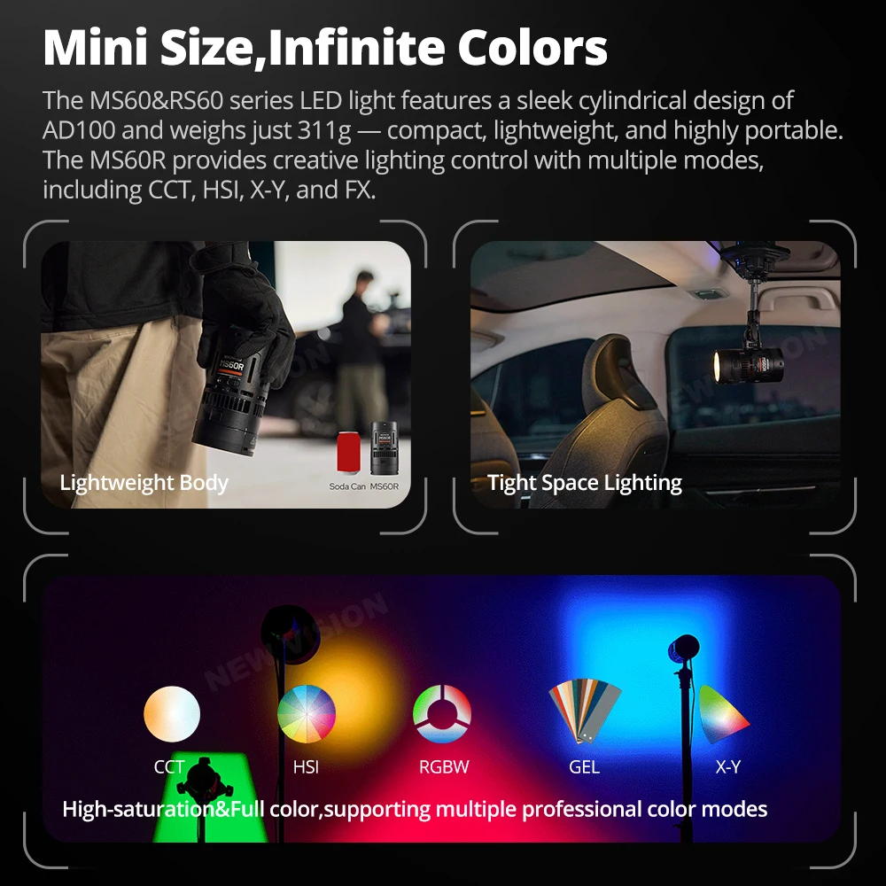 

Godox RS60R/RS60Bi RGB LED Light 60W 1800 to 10000K, CRI95+ 14 Effects for FilmVideo Shooting Broadcast & Video Production