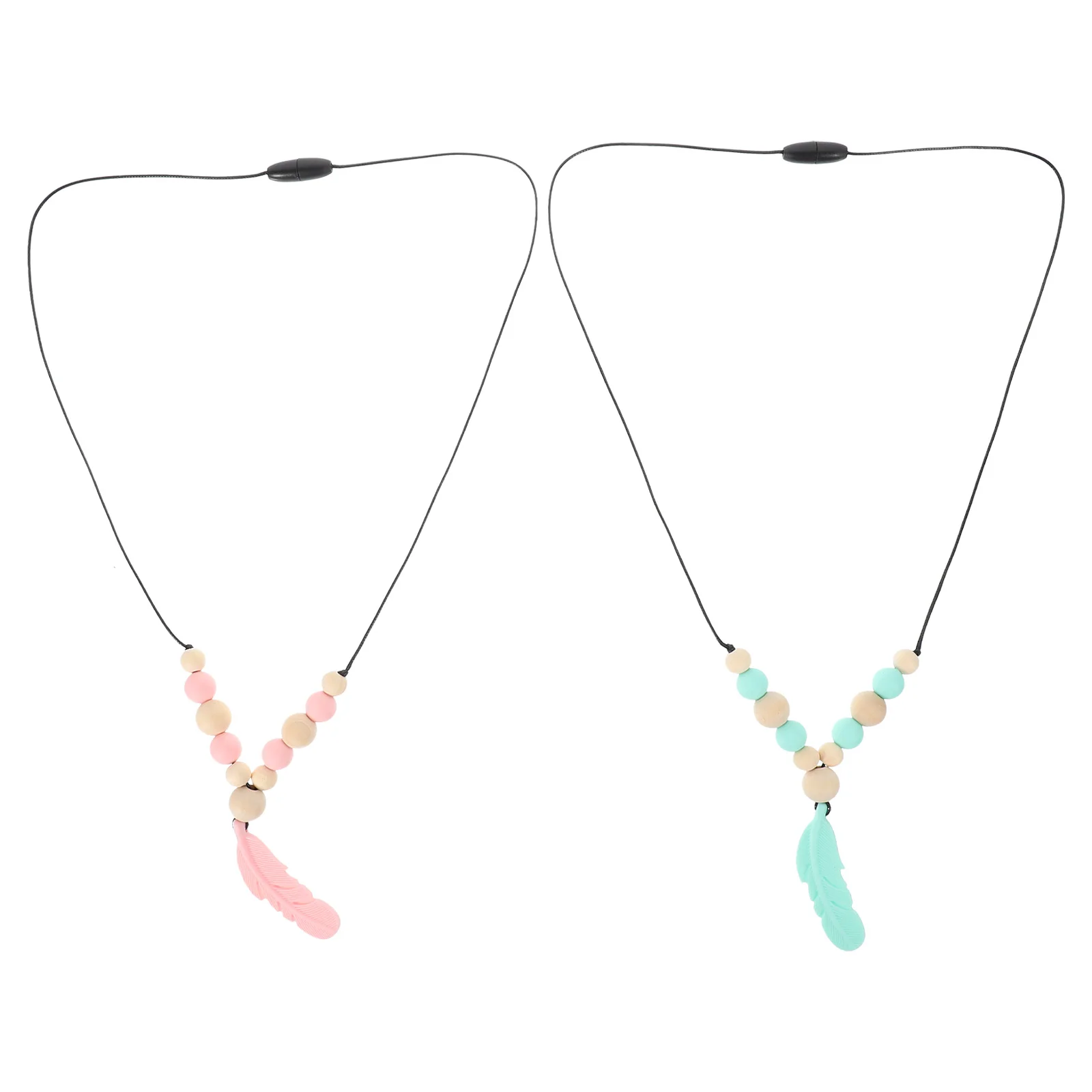 2pcs Silicone Teething Necklaces For Babies Infant Chew Necklace Sensory Toddler Teethers Baby Teething Lightweight Safe