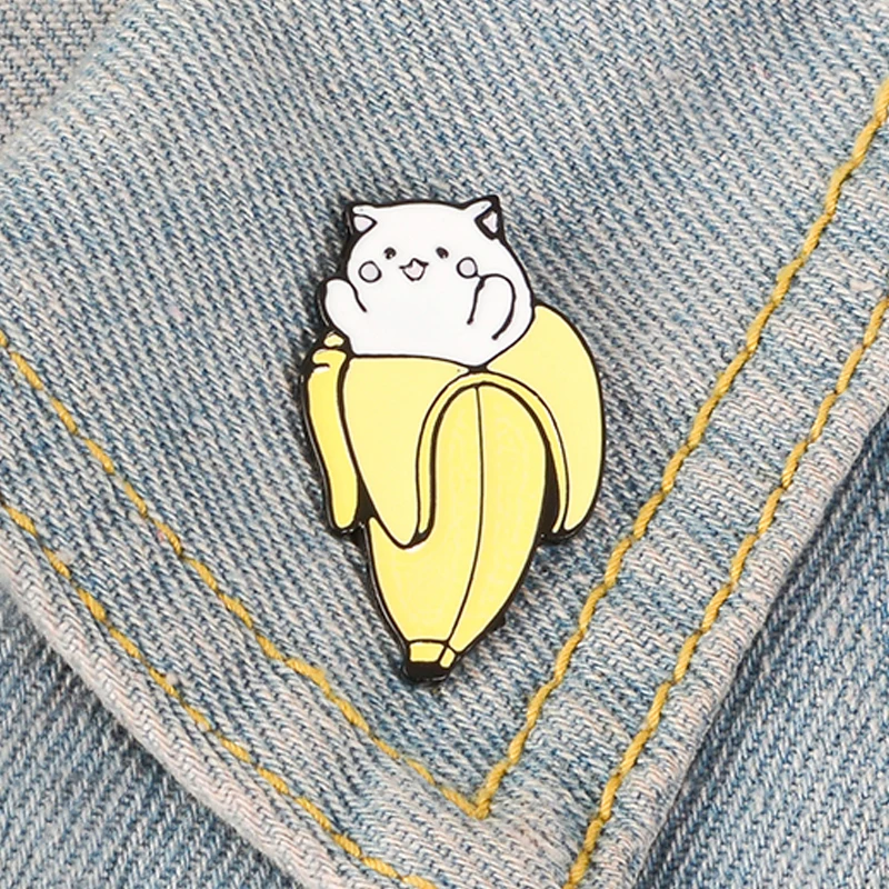 Cartoon Banana Cat Enamel Brooch Pins Kids