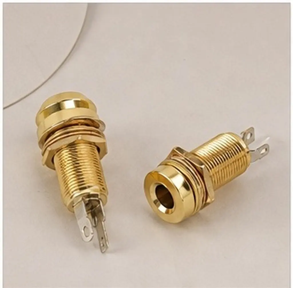 Guitar Endpin Jack 6.35mm Threaded Cylinder Output Jack for Electric Acoustic Bass Guitar Parts Replacement Repair Accessory