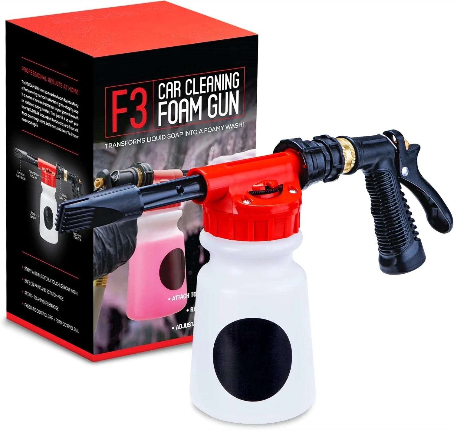 

Пистолет для пенной мойки автомобиля, регулируемая насадка для пены, подключается к любому садовому шлангу, очищает от грязи и пыли, для домашней мойки автомобилей