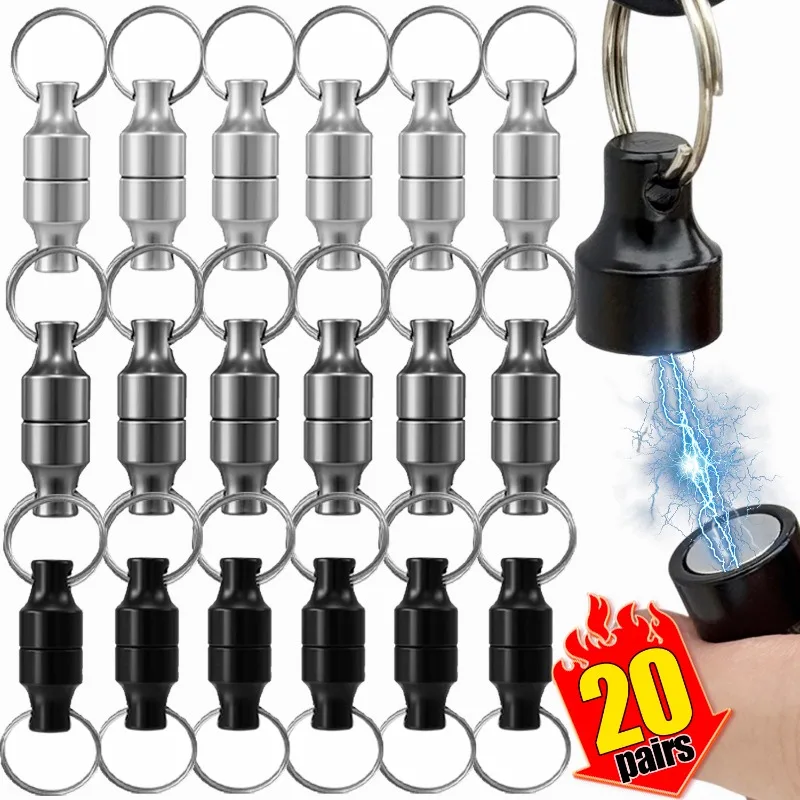

1/20pairs Strong Magnet Keychain Portable Car Keys Anti-loss Hanging Holder Detachable Magnetic Key Chain Home Storage Supplies