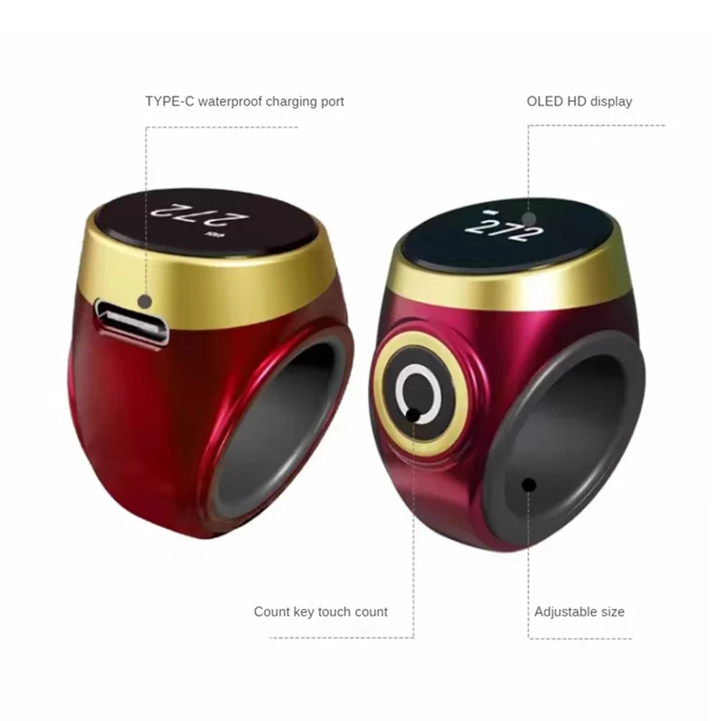 A60F-Hand Press Electronic Digital Counting Counter Ethnic Style Portable Points Rechargeable Ring Ring Idea Tally Counter