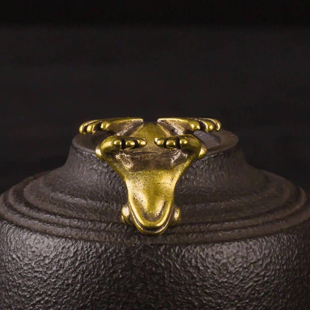 

2Pcs Brass Toad Ornament Vintage Blessing Decoration Desktop Meditation Tabletop Creative Handicraft Auspicious Home Decor Gift