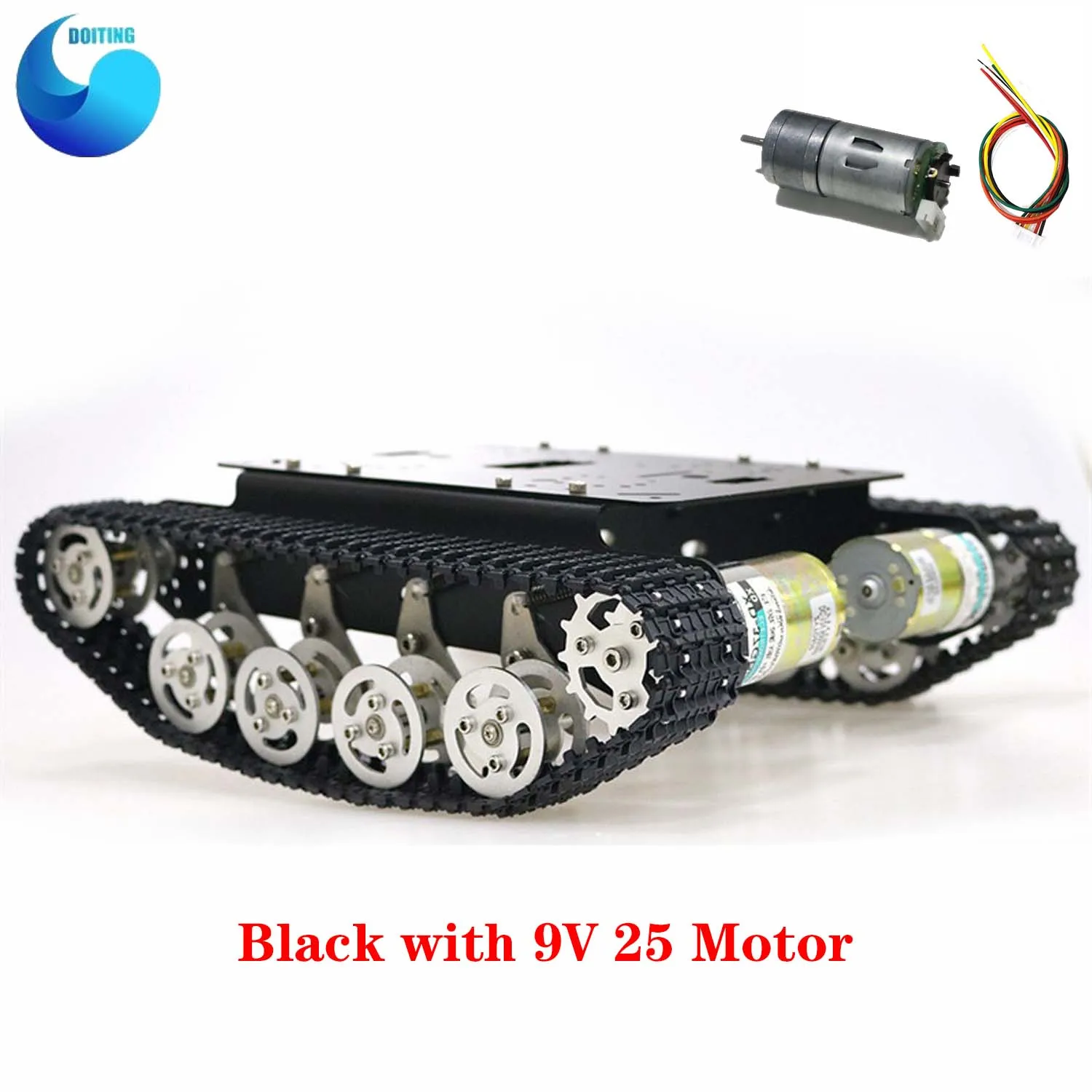 DOIT-tanque de suspensión de Metal TS100, sistema de absorción de impacto, plataforma de chasis de Robot con ruedas de aleación de aluminio