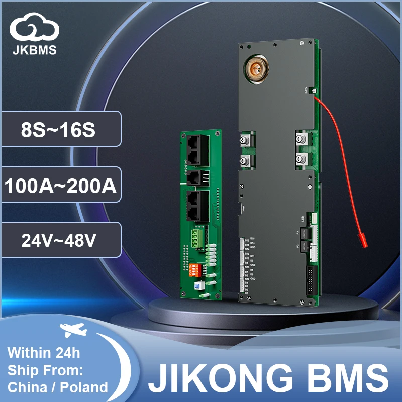 JKBMS Inverter BMS with Active Balance Current 16S Lifepo4/Li-ion/LTO for Growatt Deye Inverter Family Energy Storage Board