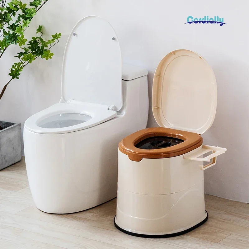 Portable Toilet Chair Elderly Pregnant Women Mobile Commode Heavy Duty Plastic Anti-odor Bathroom Furniture