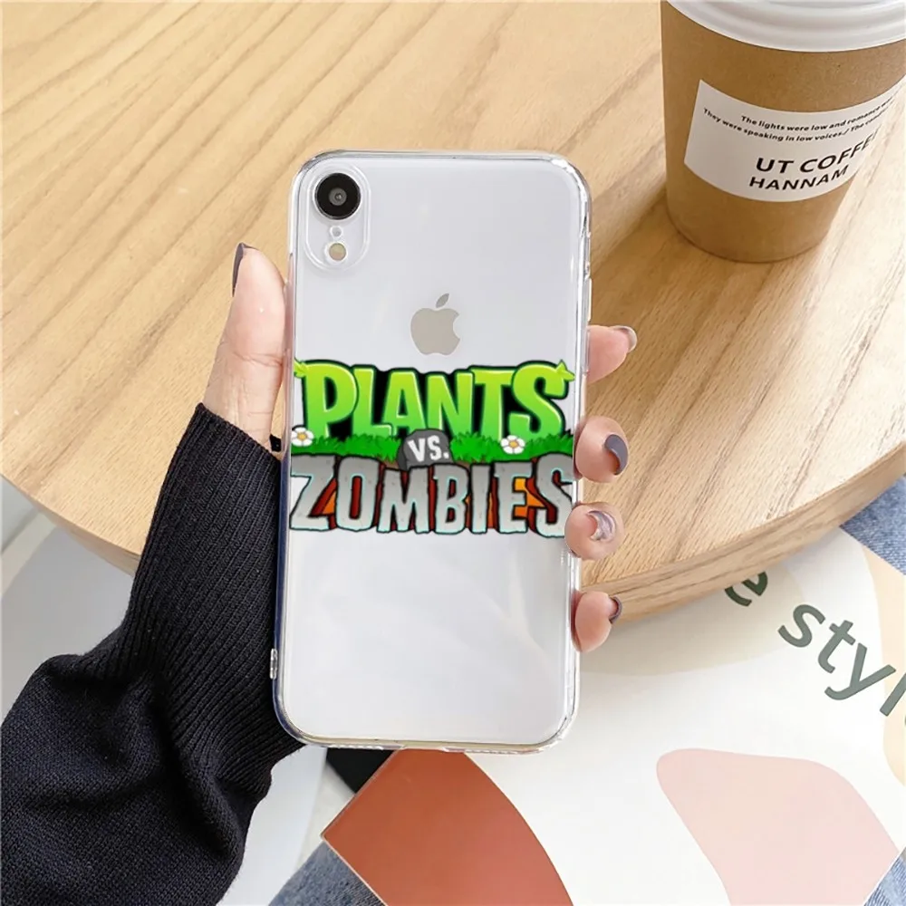 Game P-Plants Vs Zombies Phone Case For Iphone 15 11 13 14 Pro Max 7 8 Plus X Xr Xs Max 16pro 12mini Transparent Cover