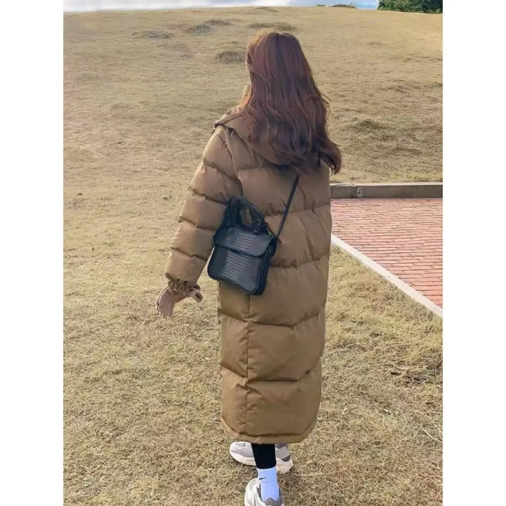 

Women's Korean Style Cotton Coat Long Loose Fit Warm down Jacket Student Thickened Padded Winter Outerwear