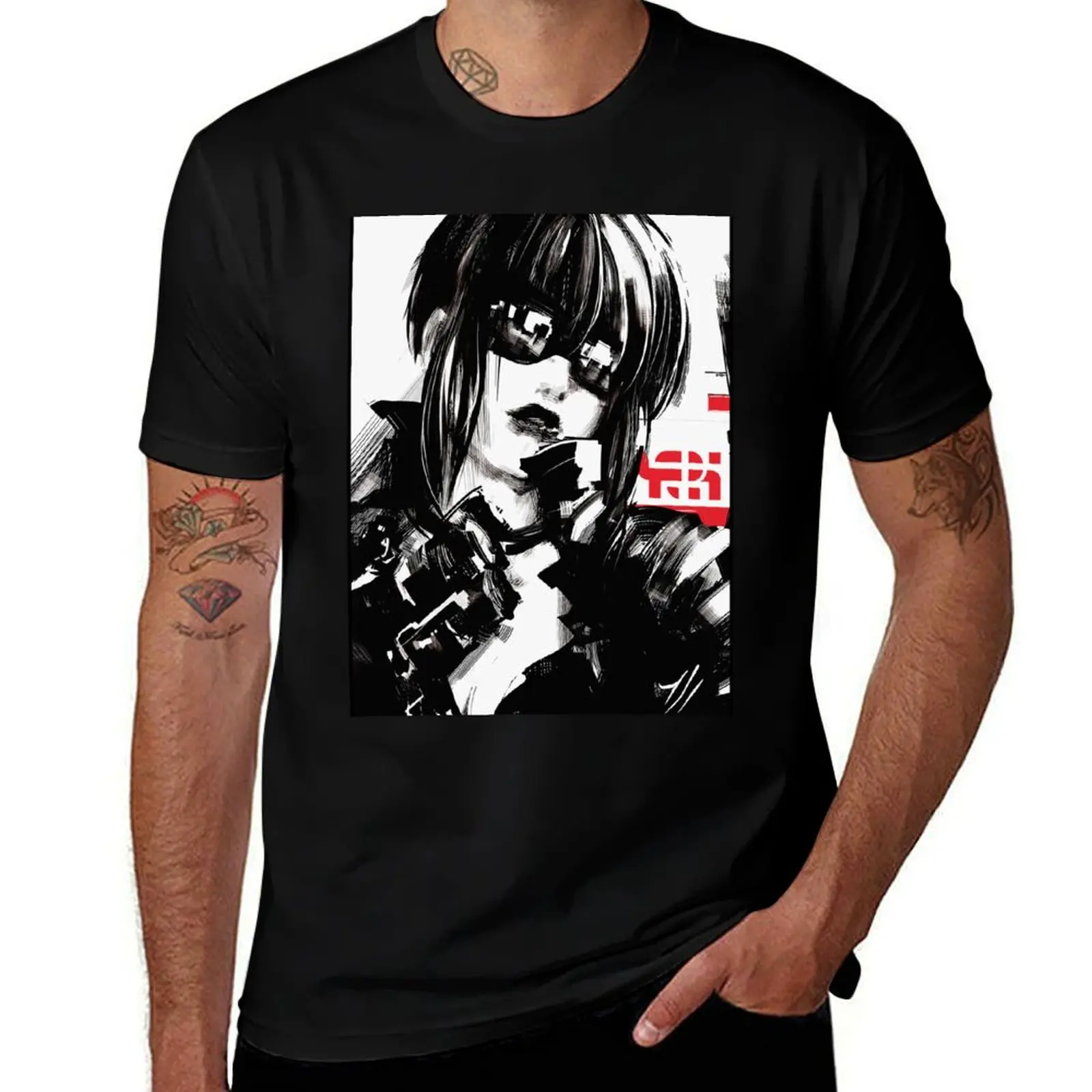 

Cyberpunk Cool Girl Fashion Urban Style T-Shirt basketball graphic tees anime t shirts blue lock oversizeds mens white t shirts