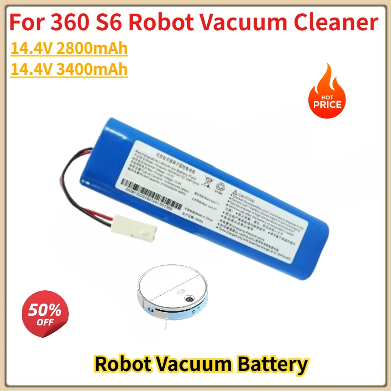 High Quality 14.4V 3400mAh Battery for 360 S6 Robot Vacuum Cleaner Brand New Replacement Battery