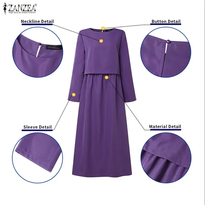 Feminino casual solto maxi vestidos elegante boatneck manga longa em camadas design cor sólida a linha vestido longo primavera férias robes