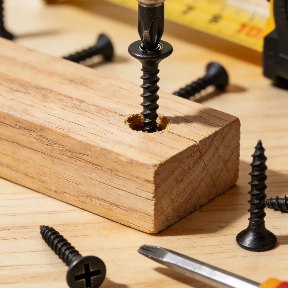 380 schwarze selbstschneidende Schrauben (6 mm, 8 mm, 10 mm, 12 mm, 14 mm, 16 mm, 18 mm, 20 mm), Holzschrauben-Verriegelungsset – Detail 5