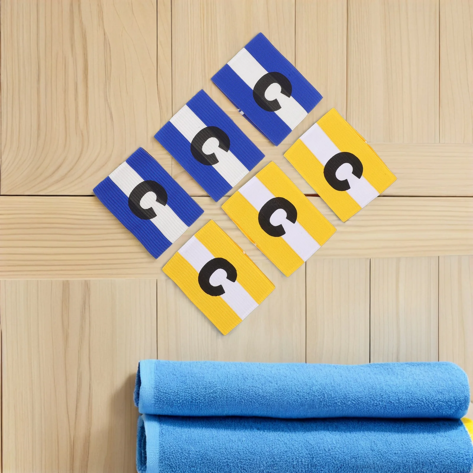 

6Pcs Soccer Captain Armband High Visibility Design Youth Football Adjustable Elastic Nylon Band Team Training Outdoor Sports