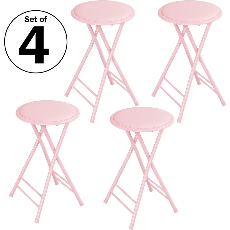 Set of 4 Counter Height Bar Stools – 24-Inch Backless Folding Chairs with 225lb Capacity