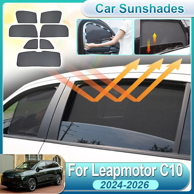 

For Leapmotor C10 Accesorios 2024 2025 2026 i C10 Car Mesh Sunshade Magnetic Curtain Front Windshield Sun Shield Auto Accesorios