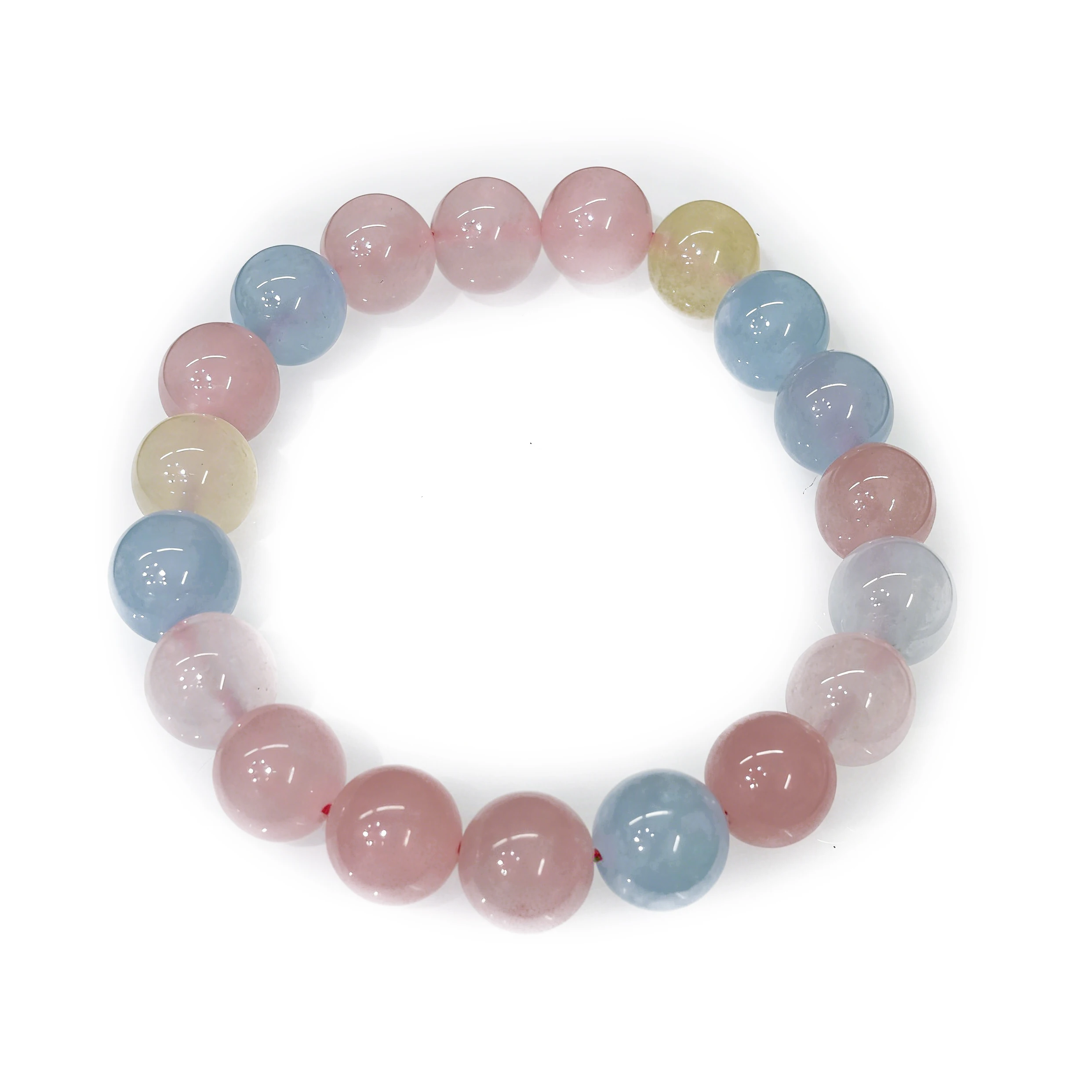 Trendy Jewelry Gift Morganite Color Chalcedony Bracelet Meditation Tool Crystal Energy Chakra Souvenir DIY Bead Materials