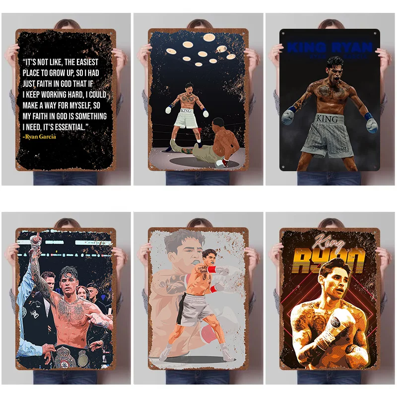 Ryan Garcia Boxer Metal Posters Custom Vintage Metal Signs Wall Art Retro Tin Plaque for Man Cave Desk Decor Wand Deko Home Deco
