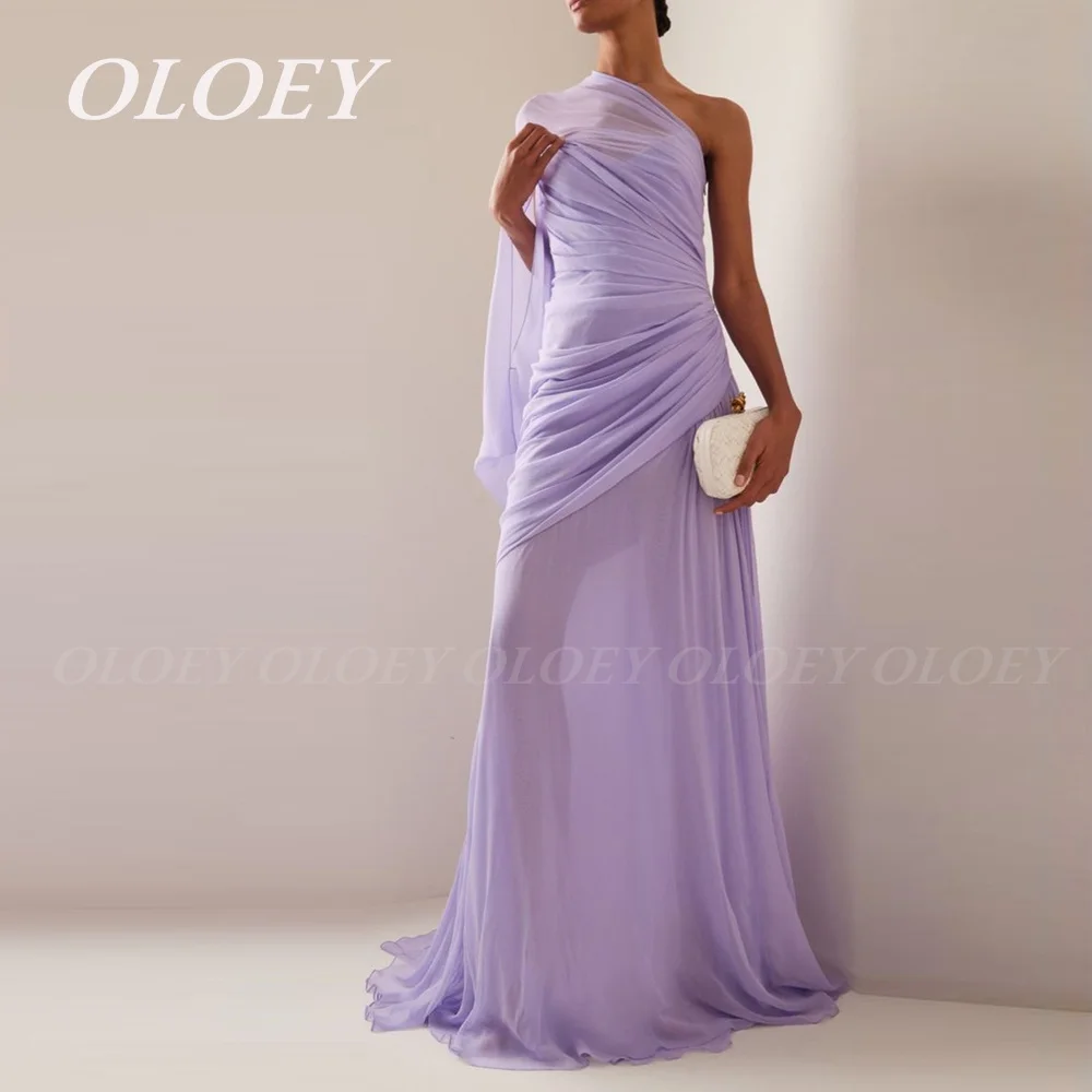 

OLOEY Sexy Patchwork Purple Chiffon Prom Dress Heartsweet Sleeveless High Waist Temperament Big Size Folds Customized Maxi Dress