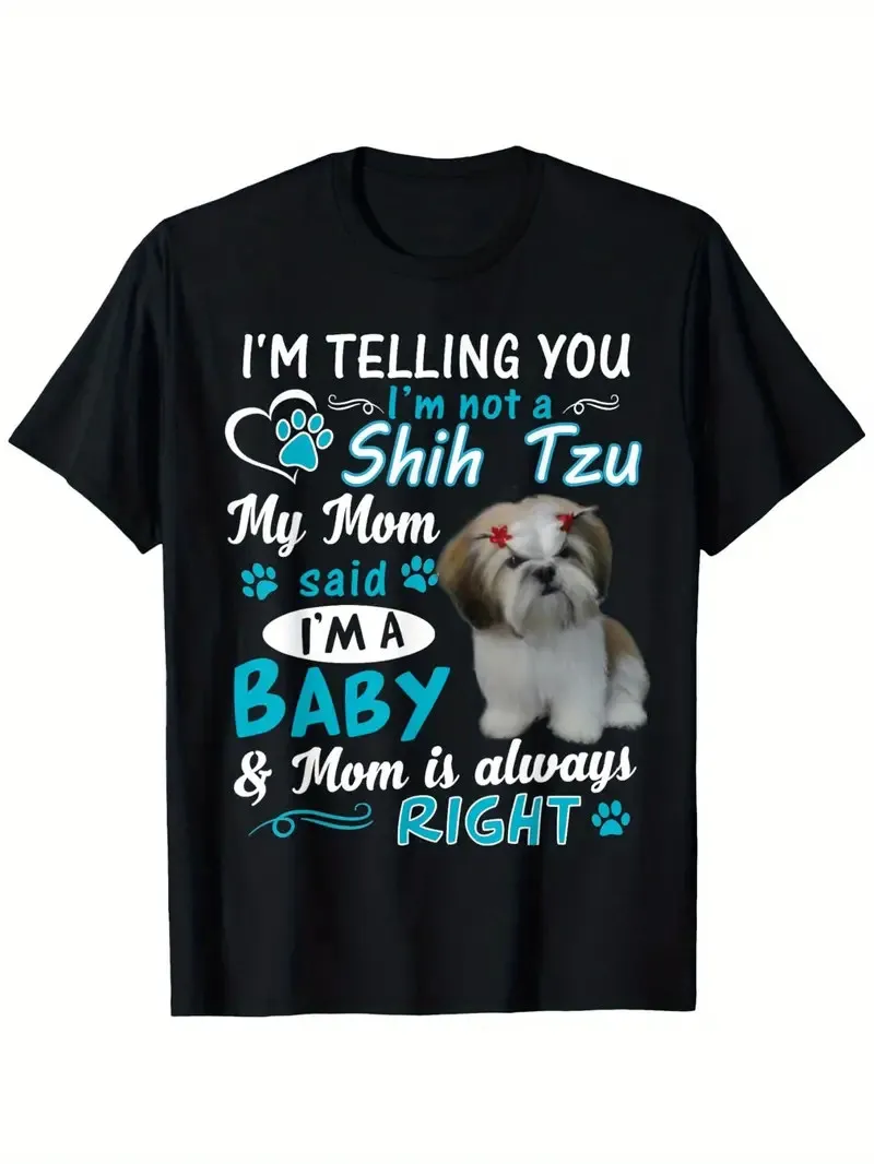 

Shih Tzu Lover's Black Cotton T-Shirt - 'I'm Telling You I'm Not a Shih Tzu' Fun