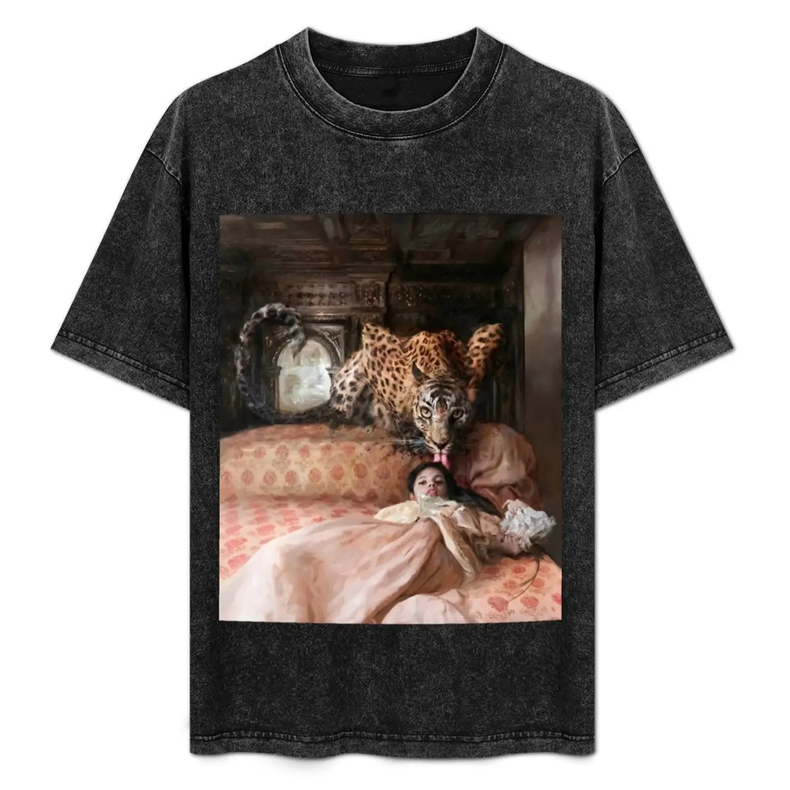 Le lit anglais Tigre et femme Guillermo Lorca Garcia Washed  cotton comfortable HD picture printing men's and women's same shirt