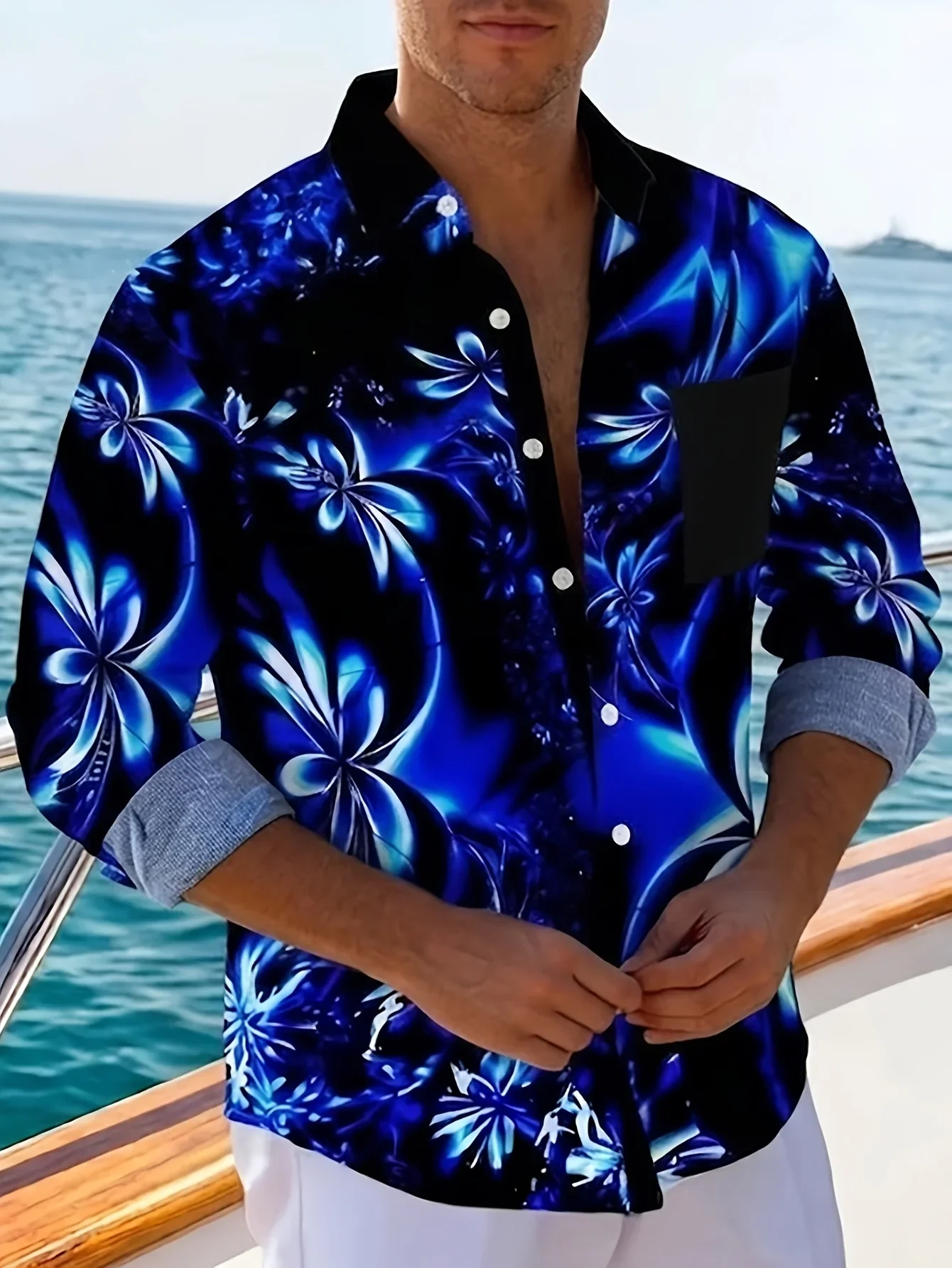 Stylish Men's Beach Hawaiian Shirt High Street Graphic Print Tshirt Lapel Collar Casual Breathable Summer Vacation Shirts