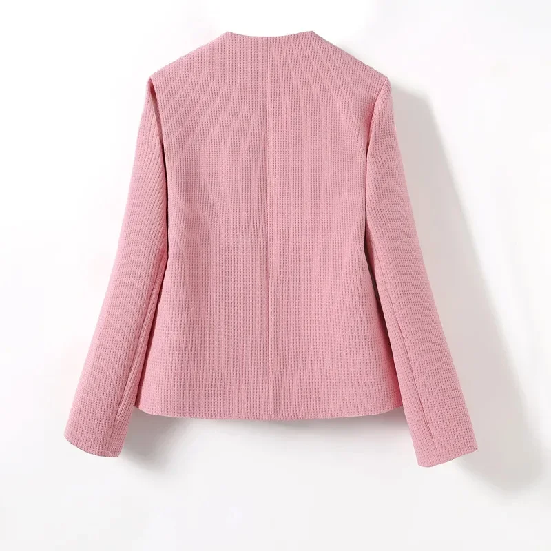 Petit blazer à col rond pour femme, veste parfumée, chic, élégant, court, coréen, printemps, automne, décontracté, automne, nouveau, 2024