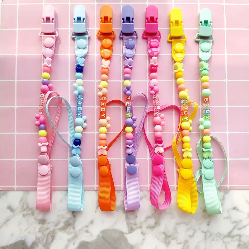 Pacifier Clips Handmade Holder Chain Silicone Pacifier Chains 5 Star Baby Teether Teething Chain Baby Gifts Girls  Boys Chains