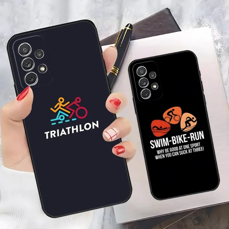 Triathlon Swim Bicycle Marathon Phone Case For Samsung Galaxy A33 A31 A50 A32 A73 A40 A20 A23 A34 A14 A54 Back Cover