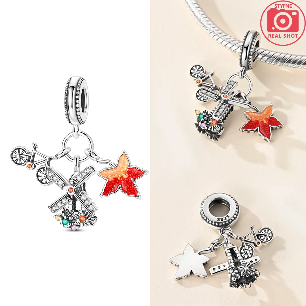 Compass Bear Owl Dress Camera Original Charms Silver Plated Beads Fit Bracelets Bag Keychain Charms DIY Women Gift Accessory view 2