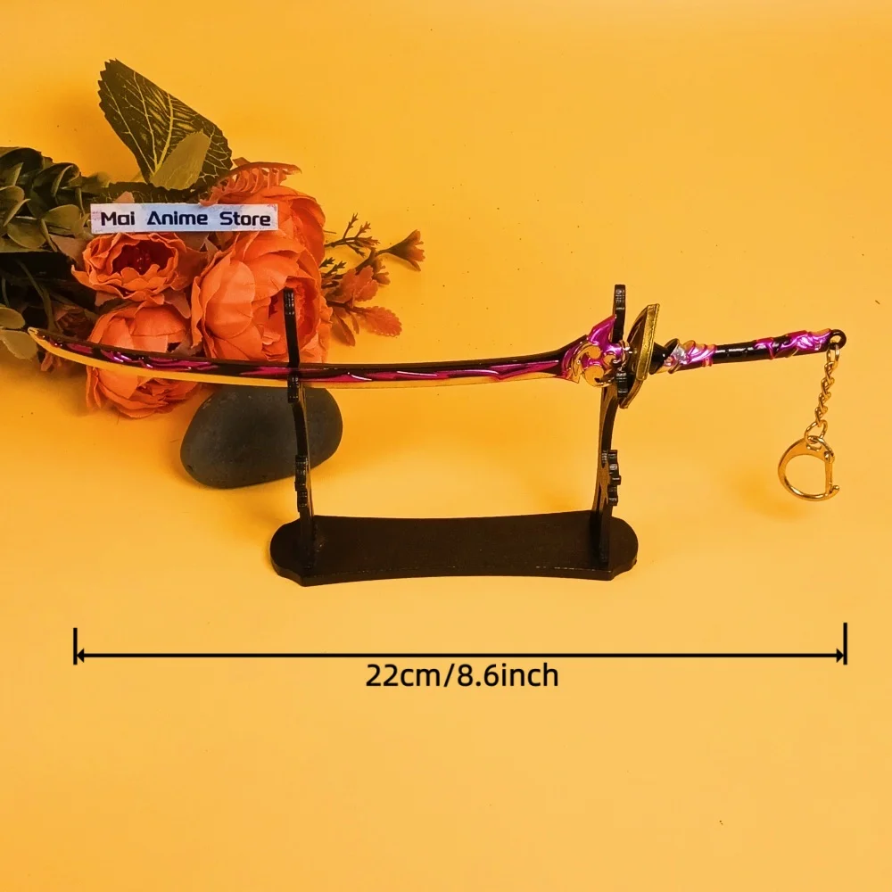 Genshin Katana – sabre de samouraï Original, 8.6 pouces, véritable Katana Raiden Shogun Ninja, couteau en métal damas, épée non tranchante, jouet cadeau