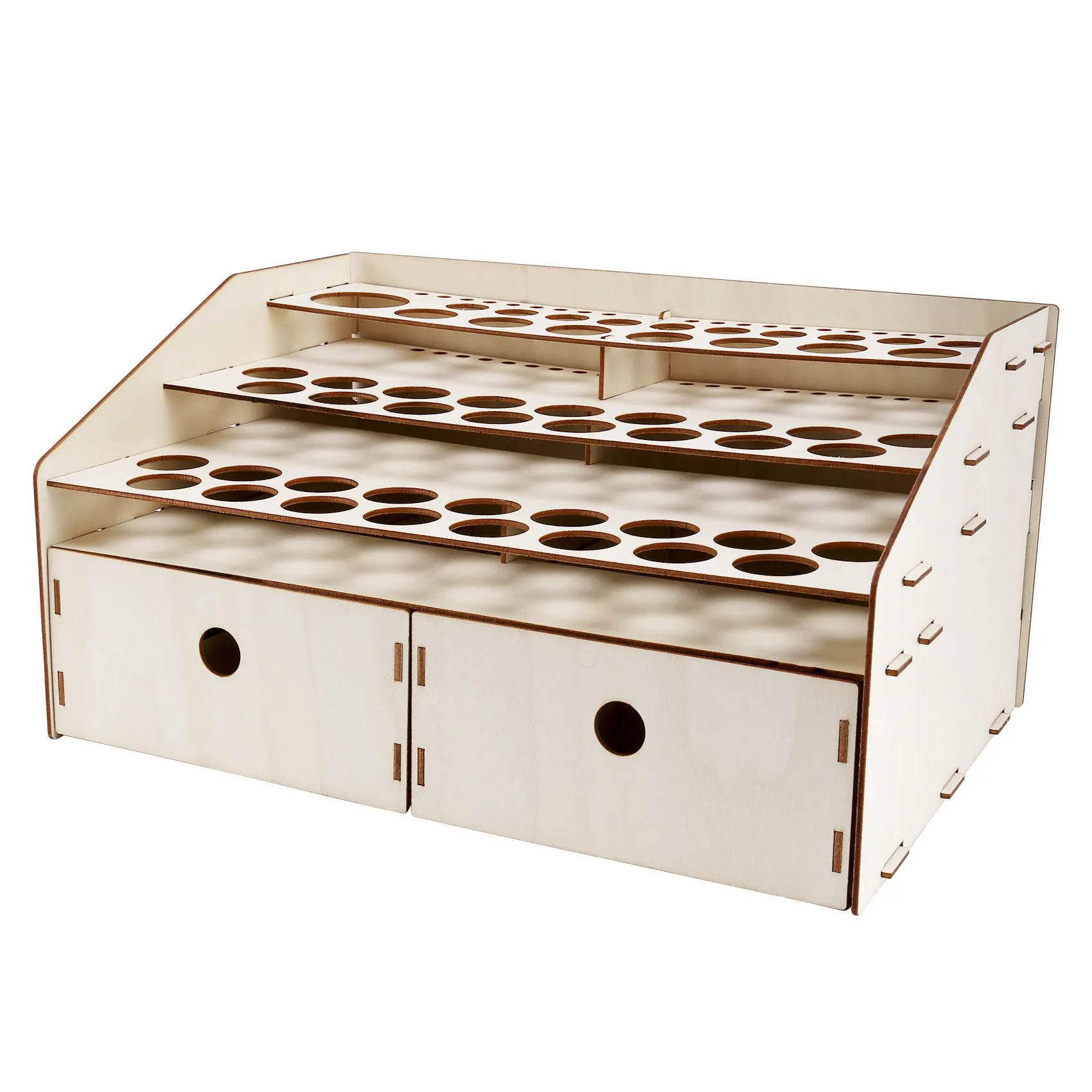 

B02B-DIY деревянный органайзер для бутылок с краской, стеллаж для выставки товаров, держатель для кистей, подставка для хранения, модель инструмента